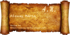 Alexay Márta névjegykártya